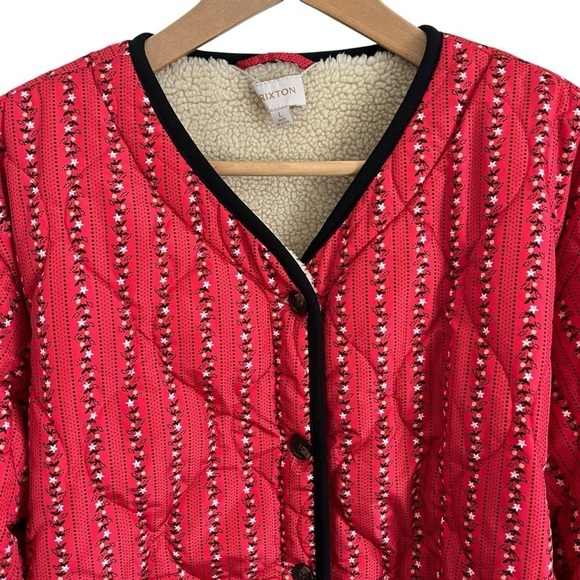 BRIXTON Reversible Faux Shearling Quilted Jacket in Mars Red Prairie Floral - Picture 9 of 16